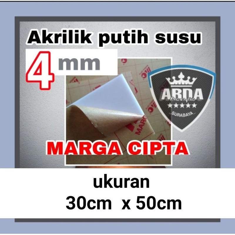 Akrilik 4mm putih susu 30 x 50 acrylic white akrilik lembaran