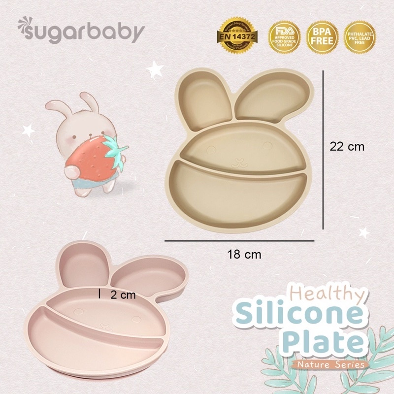 Sugar baby Perlengkapan Makan MPASI Bayi Healthy Silicone Bowl Spoon &amp; Fork Silicone Bib Silicone Plate (Nature Series) / Sugarbaby Peralatan Makan MPASI BPA FREE