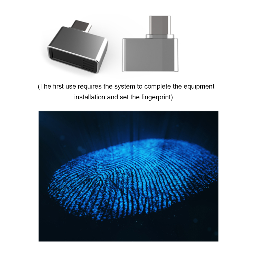 USB Type C Fingerprint Reader Windows Hello PC Notebook Lock Scanner