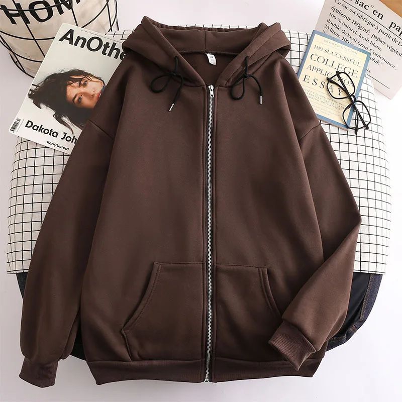 Hoodie Zipper Wanita Oversize Polos Hoodie Ziper Wanita Oversize Lucu Jumbo Tebal Sweater Wanita Hoo
