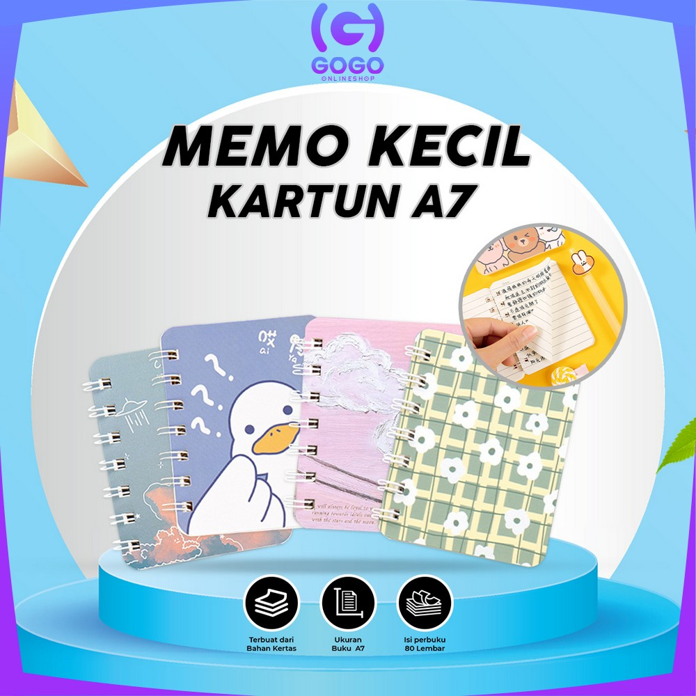 GOGO-A58 Buku Catatan Kartun Memo Kecil A7 80 Lembar / Buku Kecil Notebook Ring Motif Notepad / Buku Mini Alat Tulis Portable