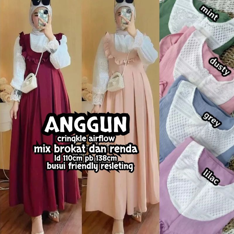 [Fashion Muslim] Gamis ANGGUN dan GEMPITA Maxy dress mix brokat busui terbaru kekinian terlaris