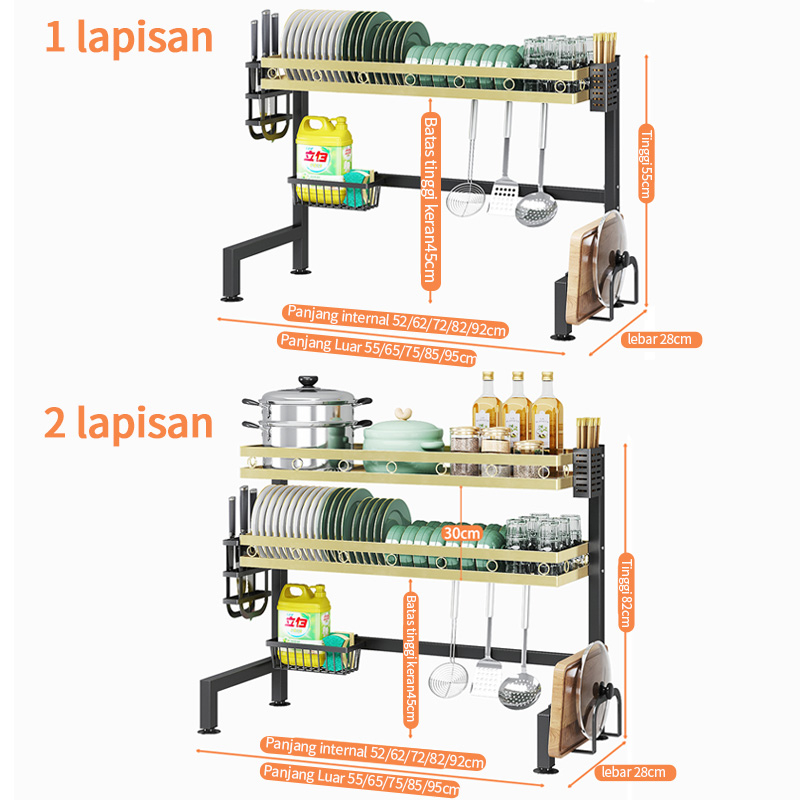 Rak Dapur Stainless Rak Wastafel Rak Piring Dan Peralatan Dapur Kokoh