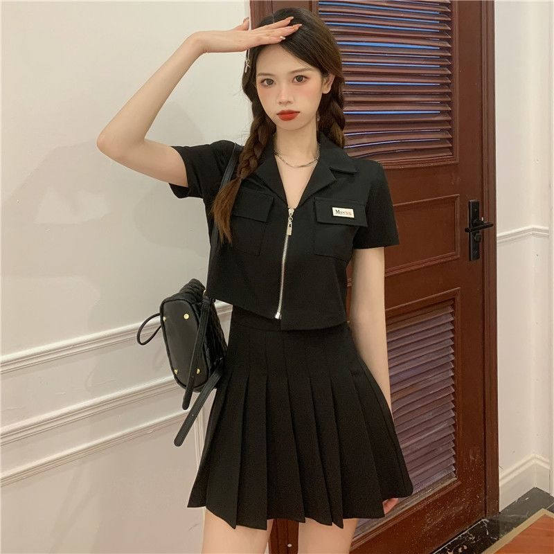 Mini Rok Pendek Wanita Lipit Polos Korea Oversize Mini Skirt