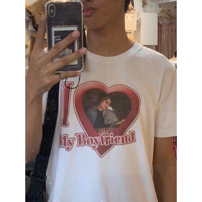 [BISA CUSTOM FOTO] KAOS TSHIRT CROPPED I LOVE MY BOYFRIEND