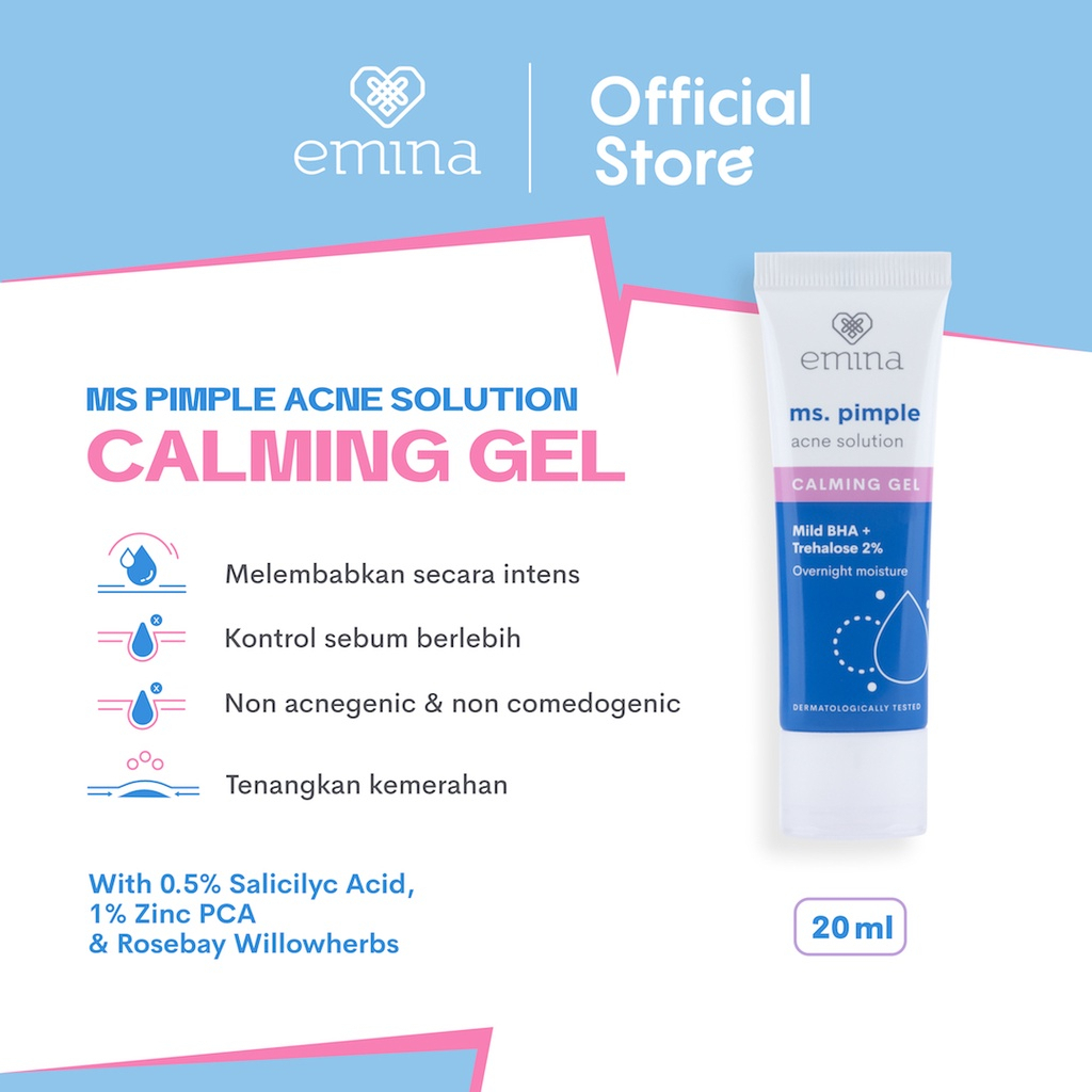 ✨ AKU MURAH ✨ Emina Ms. Pimple Acne Solution Calming Gel 20 ML | Pelembab Malam Atasi Jerawat [BPOM]