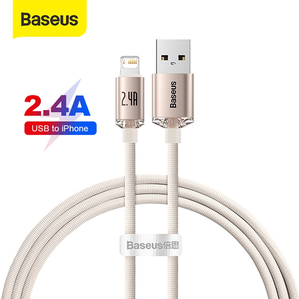 Baseus Crystal Shine Kabel Data iPhone Cable USB to Lightning Fast Charging 2.4A