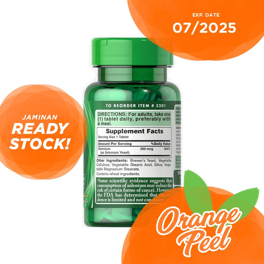 Puritan Pride Selenium 200 mcg 100 Tablets