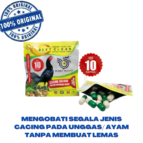 OBAT CACING AYAM BEST CLEAR RP ISI 10 KAPSUL