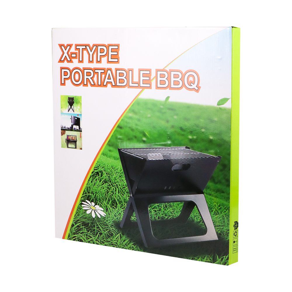 X-Shaped Alat Panggang Arang BBQ Lipat Outdoor Grill Stove - ZM-1007S - Black