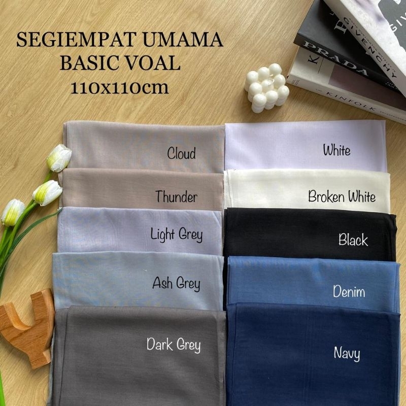 Umama Basic Voal hijab Segiempat jilbab segi empat Basic voal umama scarf tepi jahit 110x110