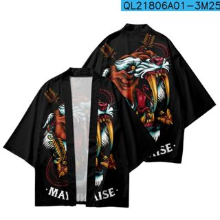 baju Fashion Streetwear Cartoon Tiger Printed Summer Traditional Men Women Cosplay Kimono Casual Jap