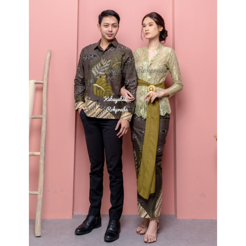 COUPLE BATIK MODERN SAGE GREEN SARIMBIT MURAH