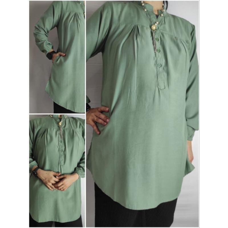 Baju Blus Atasan Wanita Polos Lengan Panjang(Muslimah) Warna Viral Trend Terbaru 2023