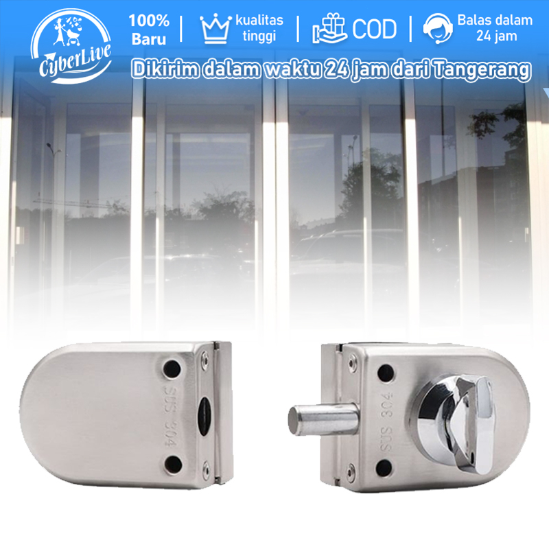 Kunci Pintu Kaca 10 - 12 Mm Double Glass Door Lock Kunci Pintu Grendel Slot Pintu Kaca Untuk Kamar