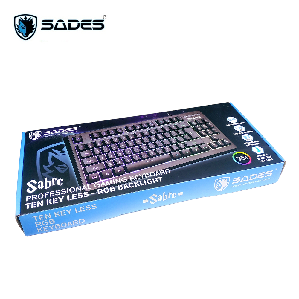Sades Keyboard Gaming TKL Membrane Sabre RGB Backlight