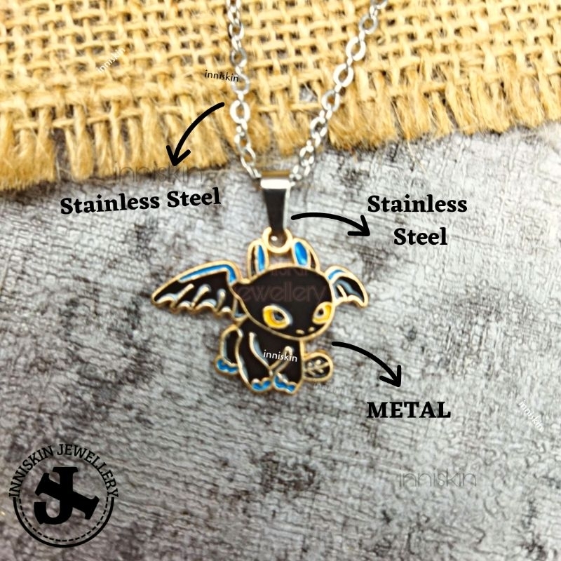 Kalung Stainless Sayap Hitam Putih / Kalung Sayap Burung