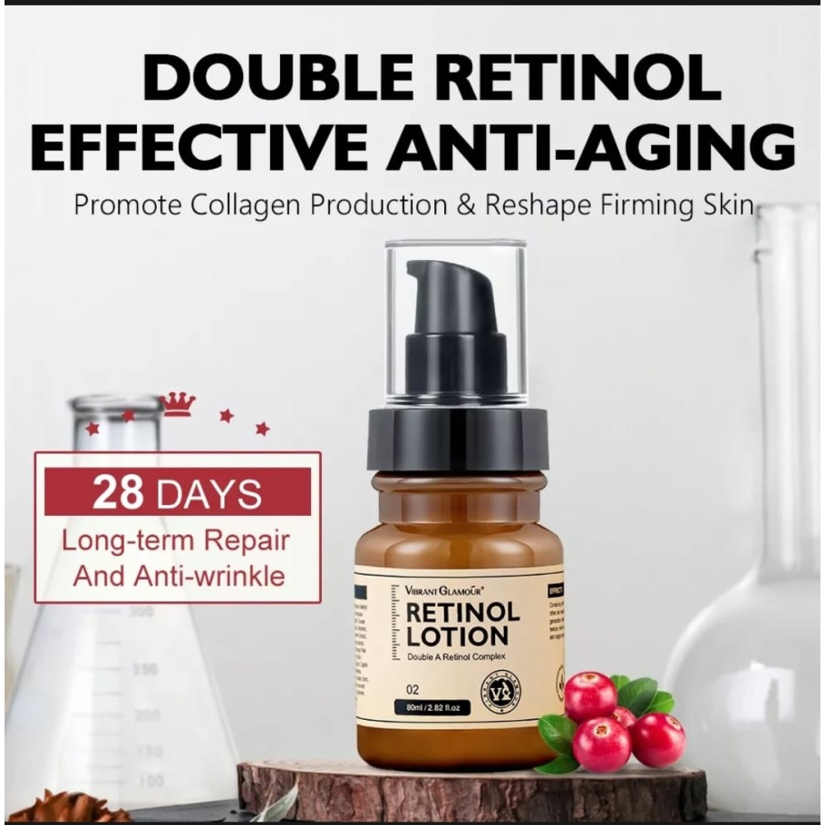 VIBRANT GLAMOUR Retinol lotion Ganda 80ml Meningkatkan Produksi Kolagen Mengembalikan kulit kencang