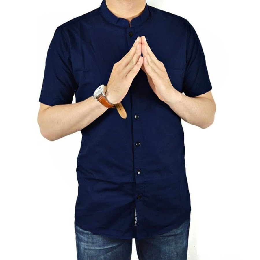 Kemeja fashion polos jumbo premium motif pria H8G3 original Modern lengan pendek terbaru 2023 Formal