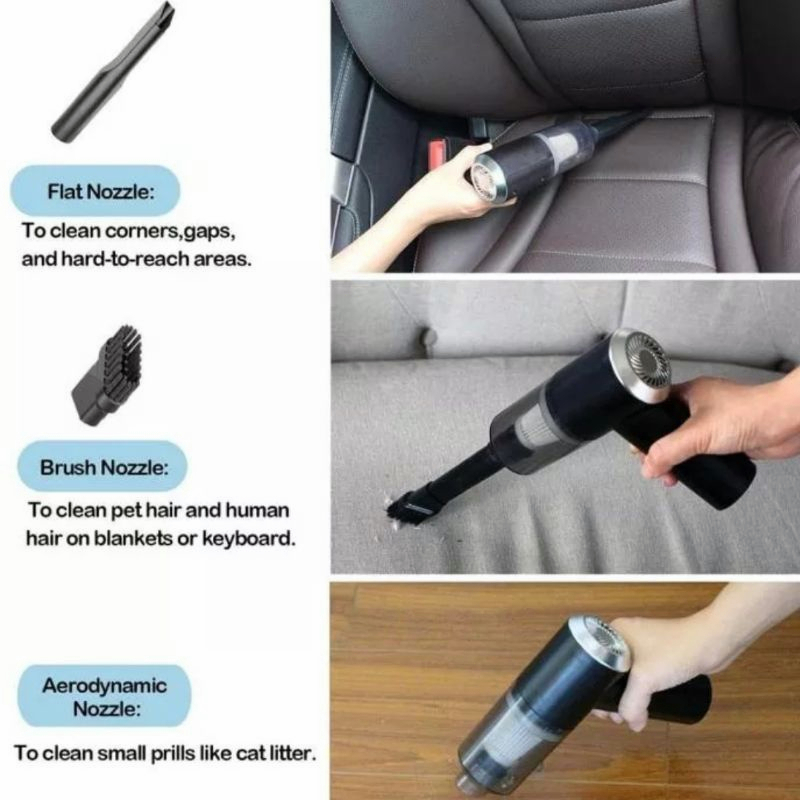 YUN Mall Mini Portable Vacuum Cleaner Wireless Vakuum Penghisap Debu Mobil Meja Rumah