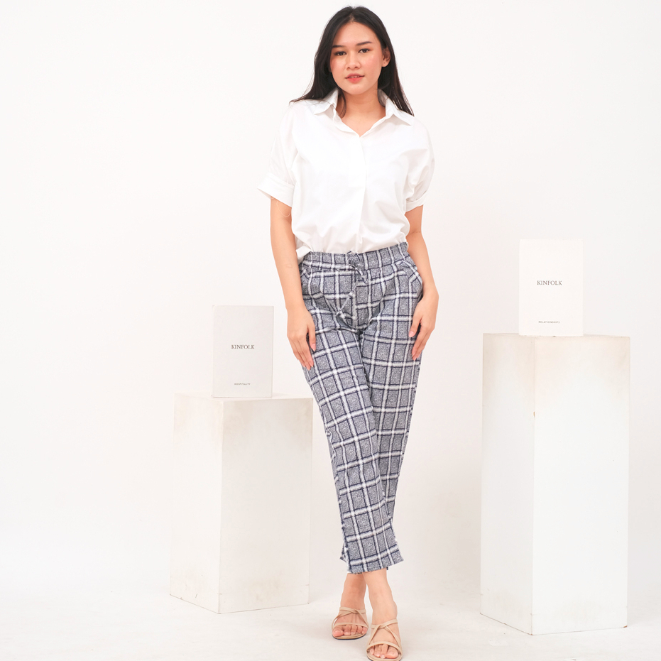 NHM TARTAN PANTS JUMBO - Celana Panjang Wanita Jumbo