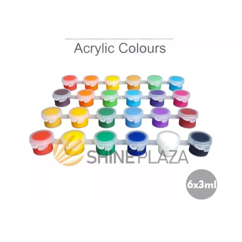 

Set cat Kecil isi 6 Cat AKrilik Mewarnai / Acrylic Colour Set 6 Warna 3ml / Pot Cat