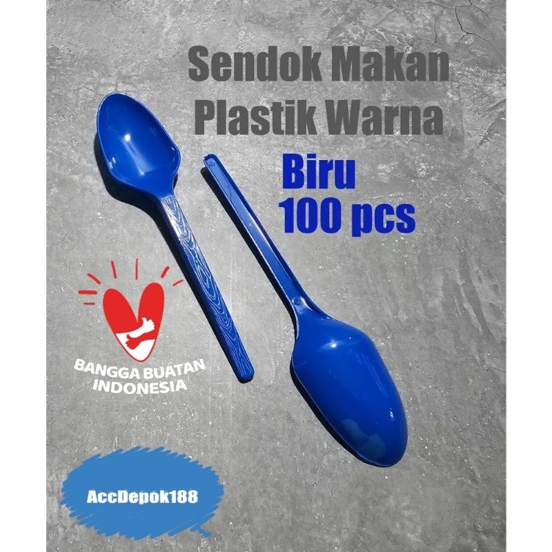 SENDOK MAKAN / SENDOK PLASTIK PANJANG TEBAL WARNA WARNI MEREK 3 STAR / BIG SPOON ISI 100 PCS WARNA BENING / UNGGU / PINK / HIJAU / ORENG / KUNING / BIRU / MERAH