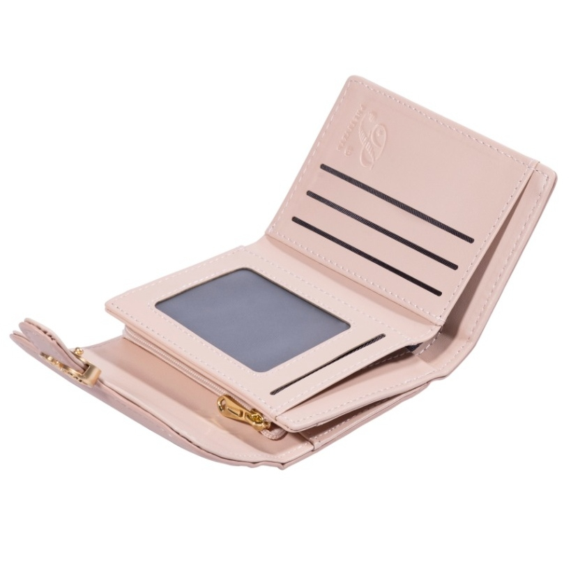 DOMPET LIPAT WANITA KECIL WA706P3 PRETTYZYS SIMPLE KEKINIAN REMAJA CEWEK MURAH ORIGINAL IMPORT KULIT PINK LUCU AURALIA KOREA MINI SLOT KARTU RESLETING UANG KOIN BRANDED FASHION PREMIUM