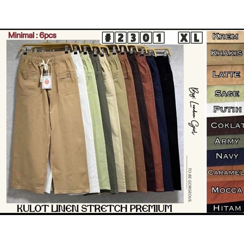 Celana Kulot Linan Stretch Premium import by London girl Celana Kulot import Terbaru