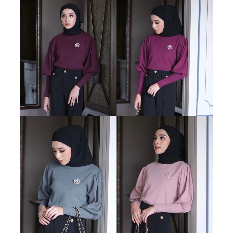 Puve Sweater dan Button Borjue Pants by Gonegani