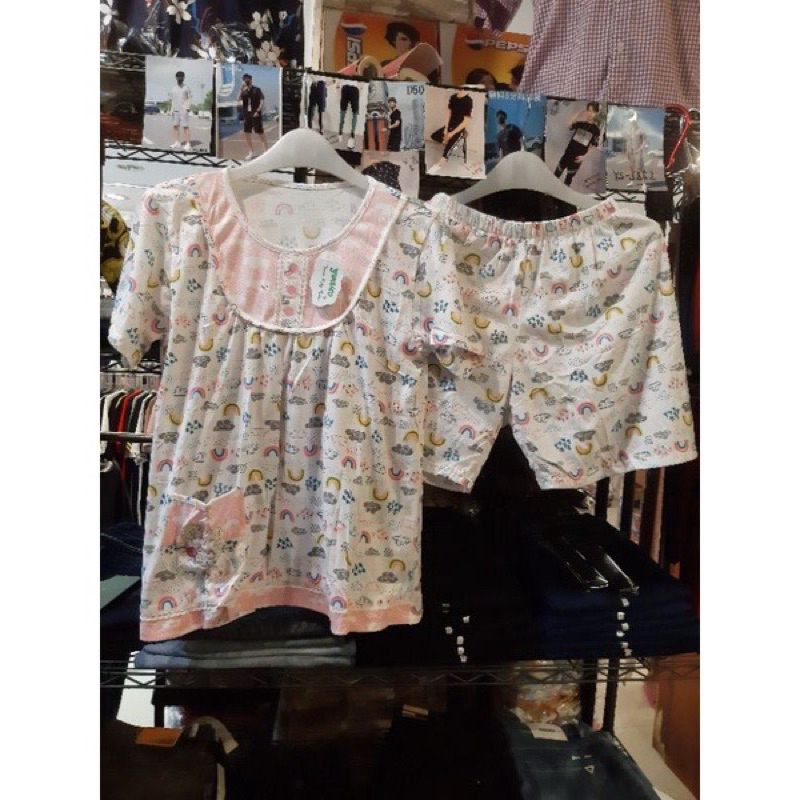Yumico baju tidur wanita rainbow - pink celana pendek