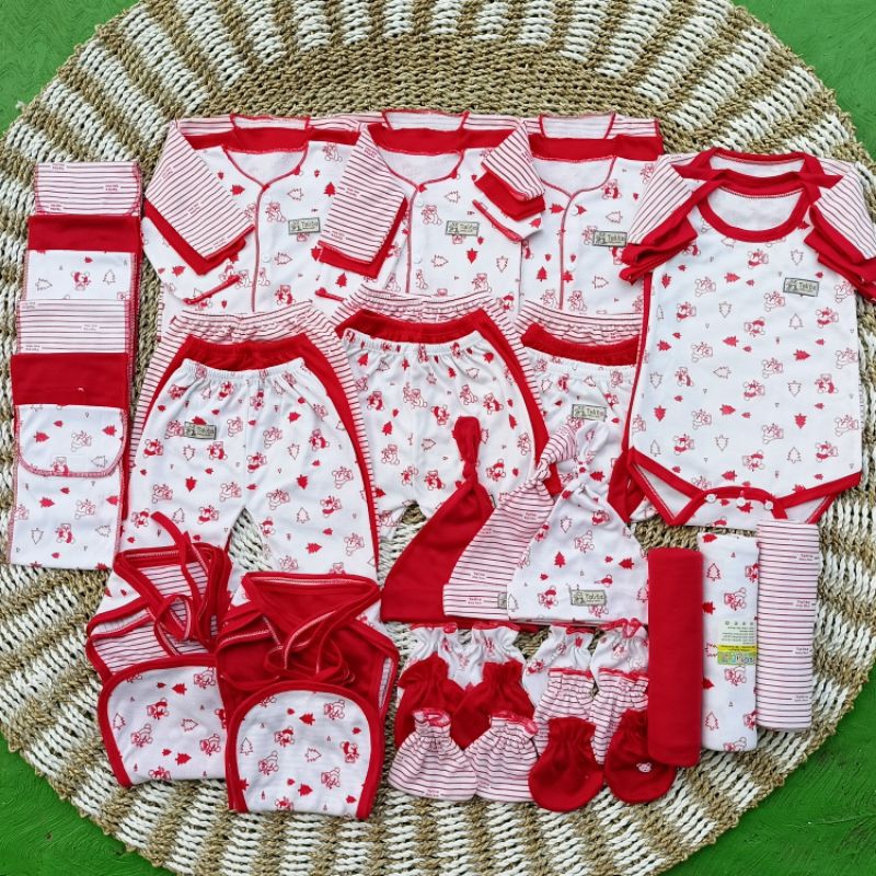 51 PCS Perlengkapan Bayi Baru Lahir Seri Merah Paket Brojol Baby Newborn komplit Paket Baju Bayi Lengkap talitababywear