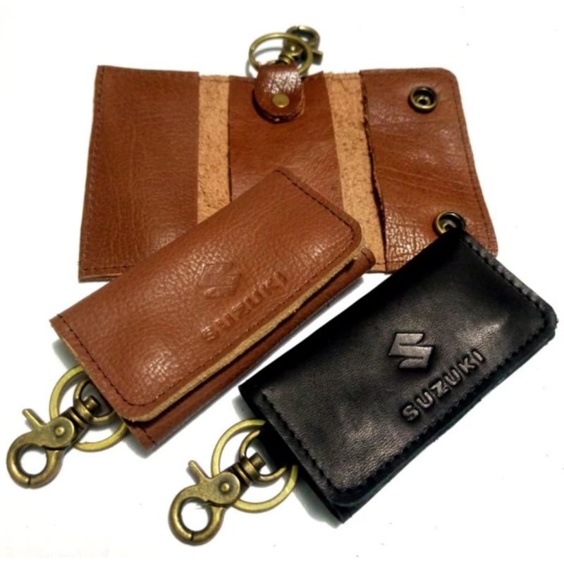 gantungan kunci mobil Suzuki lipat 3 full kulit asli dompet STNK mobil ky01