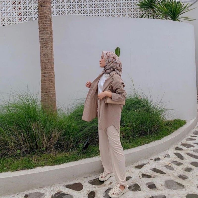 KEMEJA OVERSIZE LINEN WANITA / KEMEJA WANITA OVERSIZE LINEN OLIVIA SHIRT