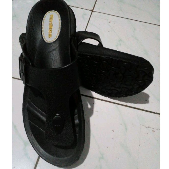 KINGBOS 516= Sandal karet jepit pria dewasa hitam polos size 39- 44