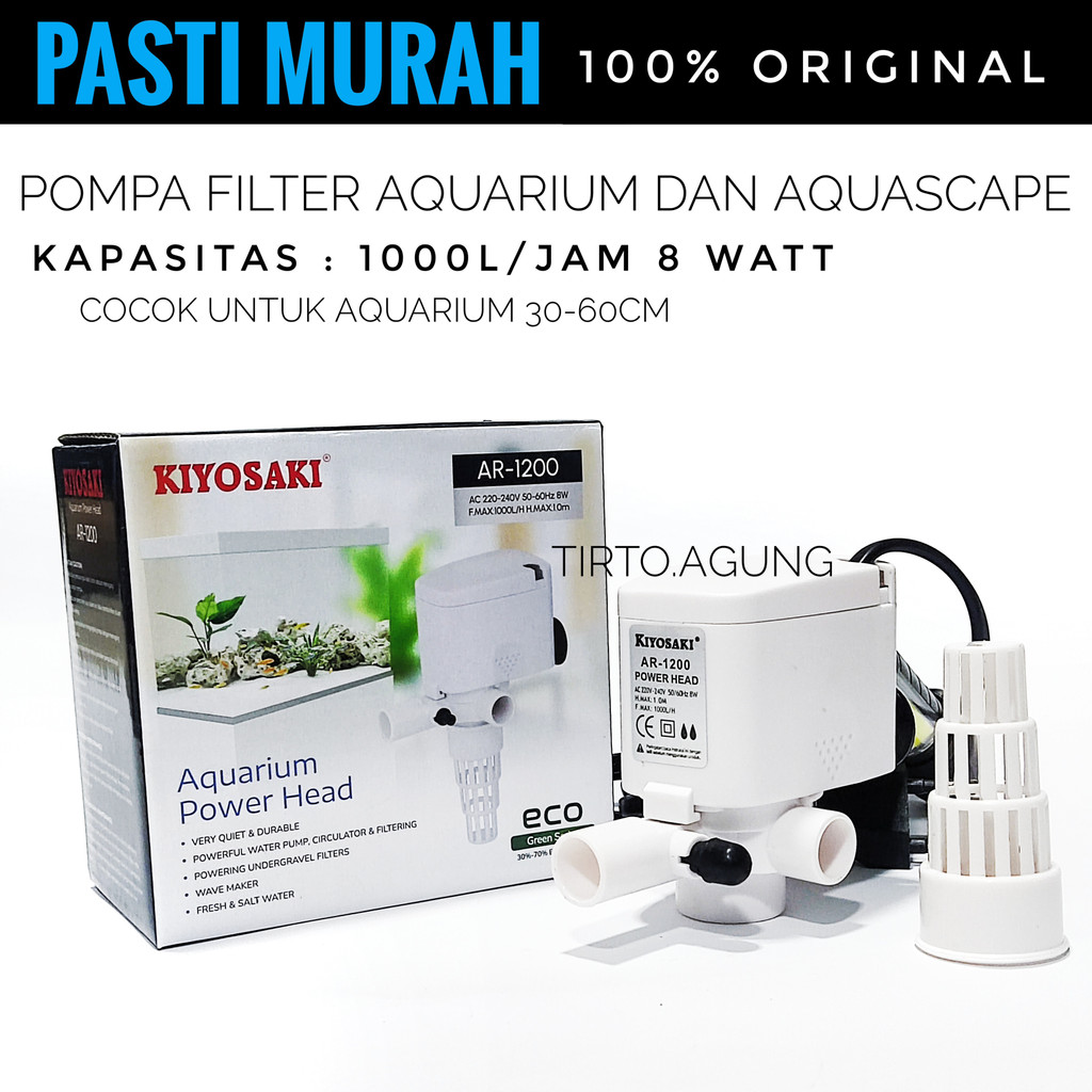 Pompa KIYOSAKI ARMADA AQURA PUTIH 1200 celup filter Murah awet aquarium 40-60cm kandila 1200 1000L canister Aquascape