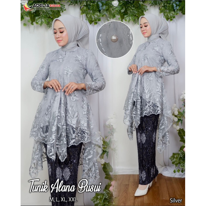 Set Kebaya Tunik Brukat Arumi Pesta Kondangan Lamaran Wisuda Busui Friendly Kekinian By Santiank Kebaya