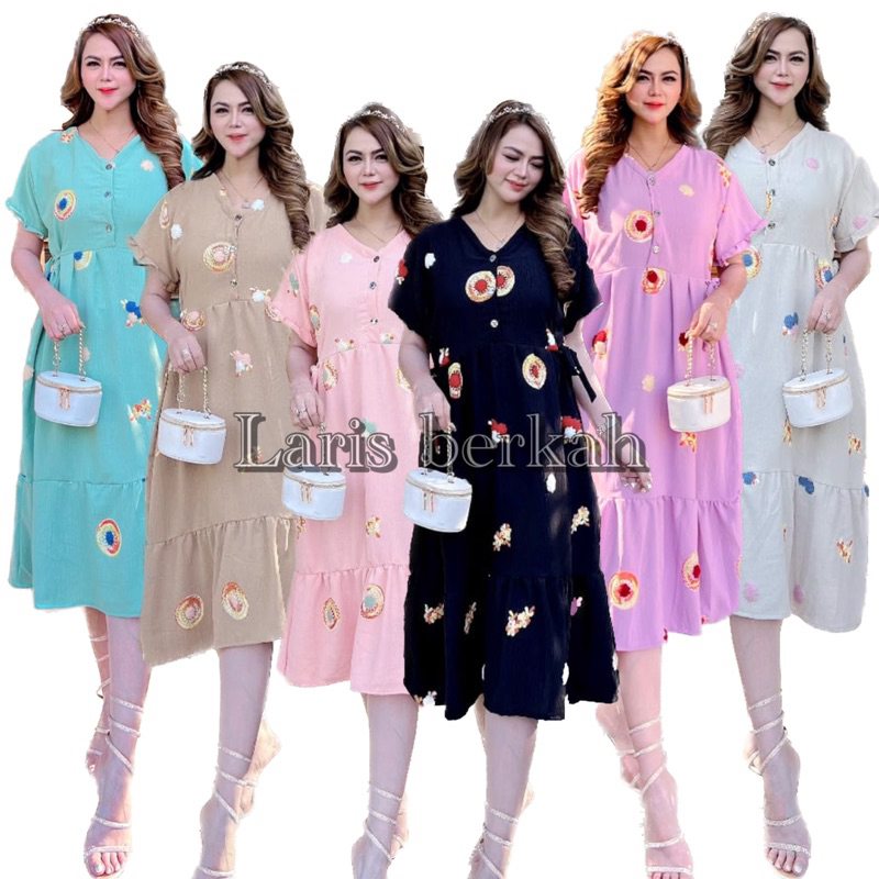 DASTER ANDIN ARAB LOLITA DRESS || BAHAN CRINGKEL PREMIUM || MODEL LEHER SMOKE BUMIL LD 110