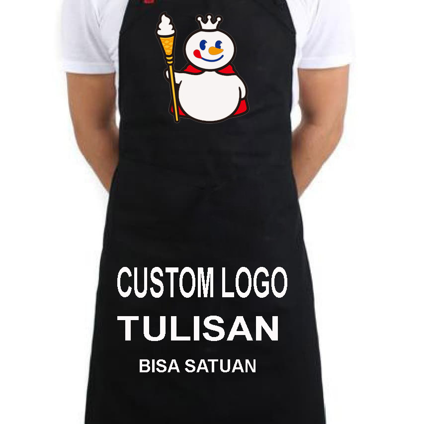 CUSTOM BORDIR SATUAN CELEMEK APRON MASAK DAPUR KAIN DRILL