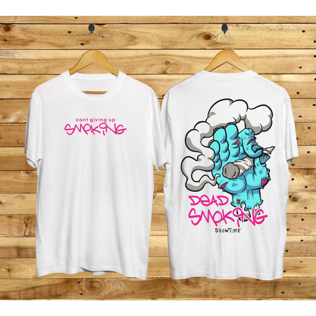 Kaos Tshirt Pria Terbaru Samurai Jepang Dead Smoking Warna Putih Distro Lengan Pendek Motif Sablon Bergambar Keren