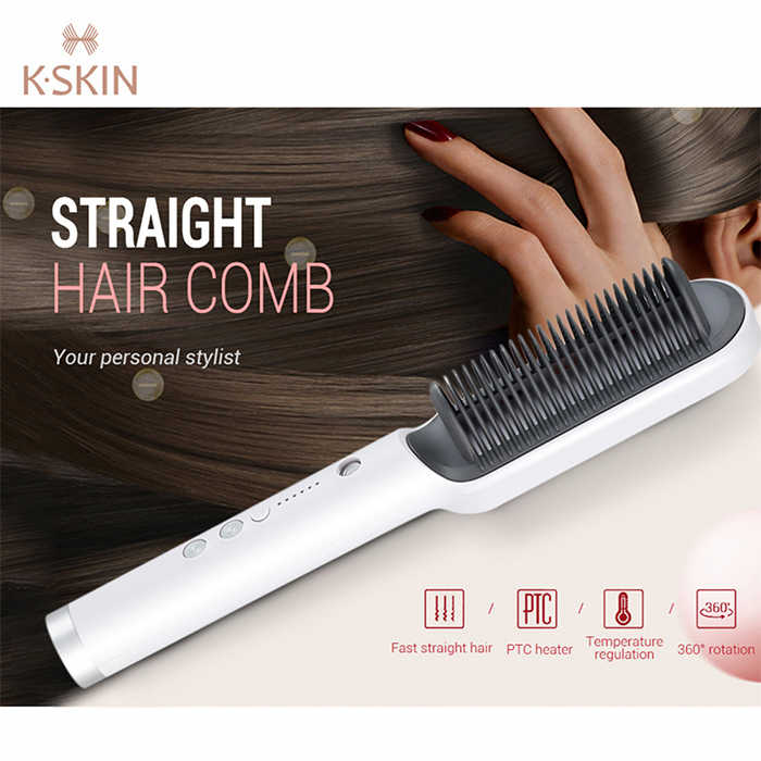 K-SKIN Sisir Catokan Pelurus Rambut Catok Rambut 2 in 1 Straight Comb Hair