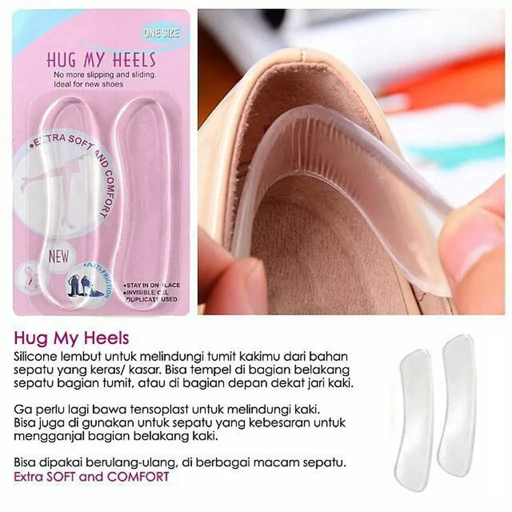 Pelindung Kaki Tumit Belakang Silicon Pelindung Lecet Hug My Heels Anti Lecet Bahan Gel Silikon Empuk F1017