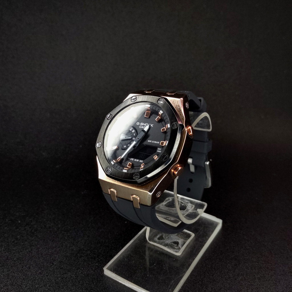 Jam Tangan Casio G-Shock GM-2100 Custom Series Black Rose Gold - GShock GMA-2100H