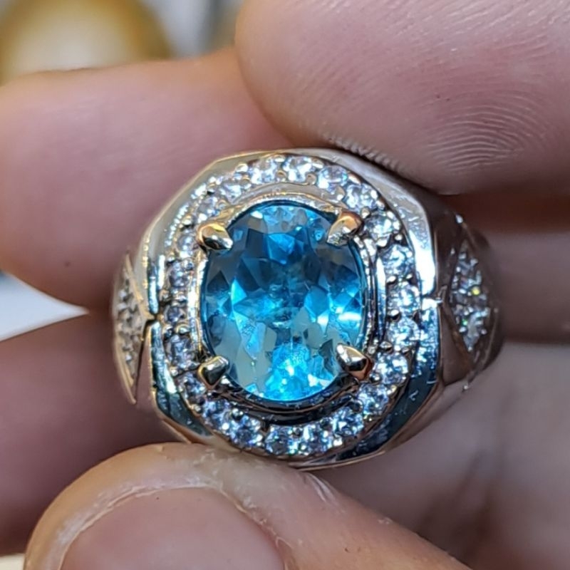 batu blue topas swiss natural