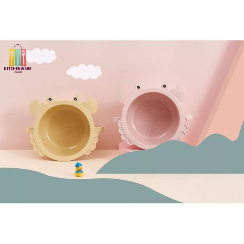 [rumahbayipdg] Mangkok makan bayi dan anak || wheat straw bowl crab