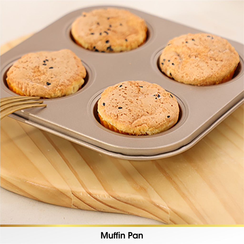 Cetakan Loyang Kue Cupcake Muffin Cup Cake Press Tanpa Sambungan Premium Anti Lengket Non Stick Carbon Steel 6/12 Lubang