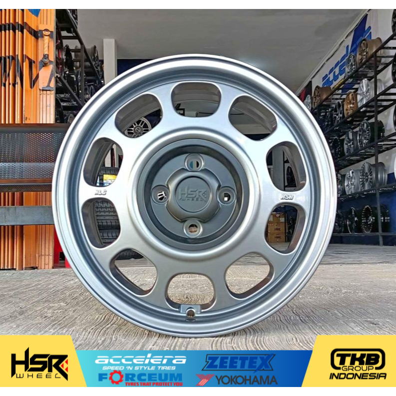velg racing model kaleng ring 15 velg hsr r15 klg warna greey lubang 4 untuk brio jazz yaris agya ay