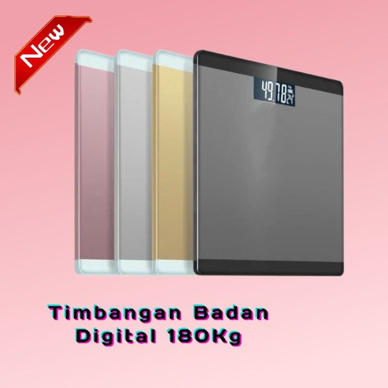 Timbangan Badan Mini Digital 180Kg LED Kaca Templated