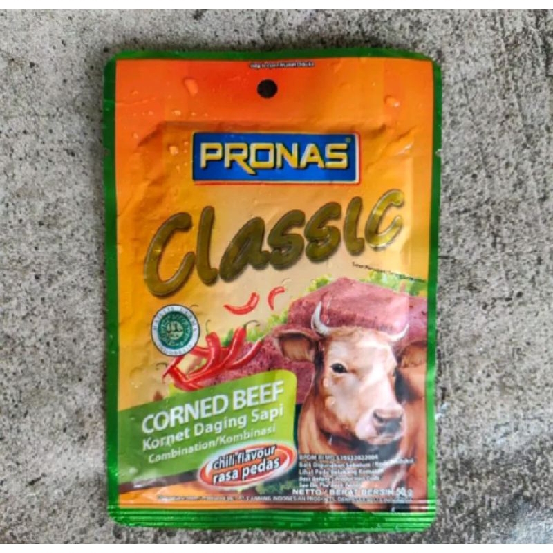 

Pronas Clasic Beef Corned 50gr Kornet Daging Sapi Rasa Pedas