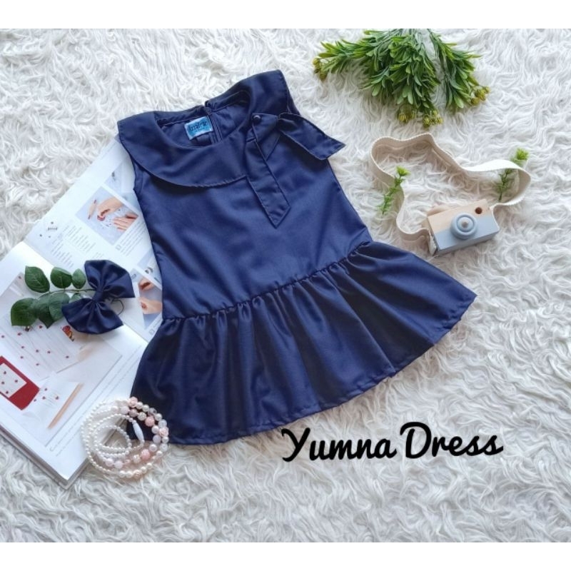 YUMNA DRES WARNA NAVY/MINI DRES KATUN/BAJU MINI ANAK PEREMPUAN/DRES MINI /BAJU ANAK UNIK/BAJU MINI B